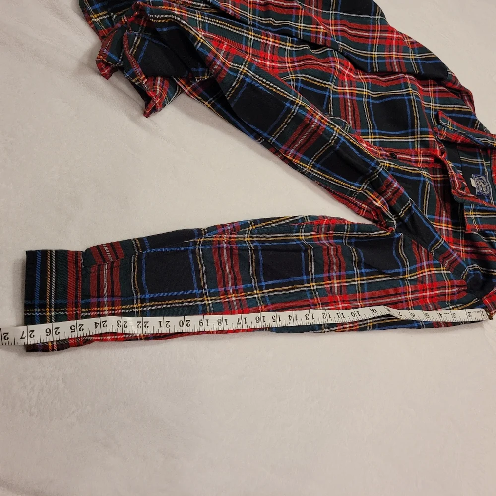 J.Crew Vintage Men's Flannel Plaid‎ Button-up Shirt, Size XL, Black Red Multi